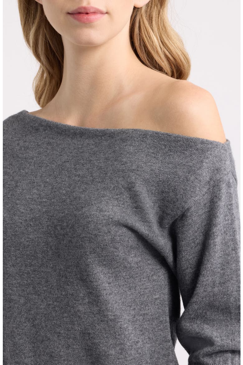 Tianna One-Shoulder Sweater, Alternate, color, HEATHER CHARCOAL