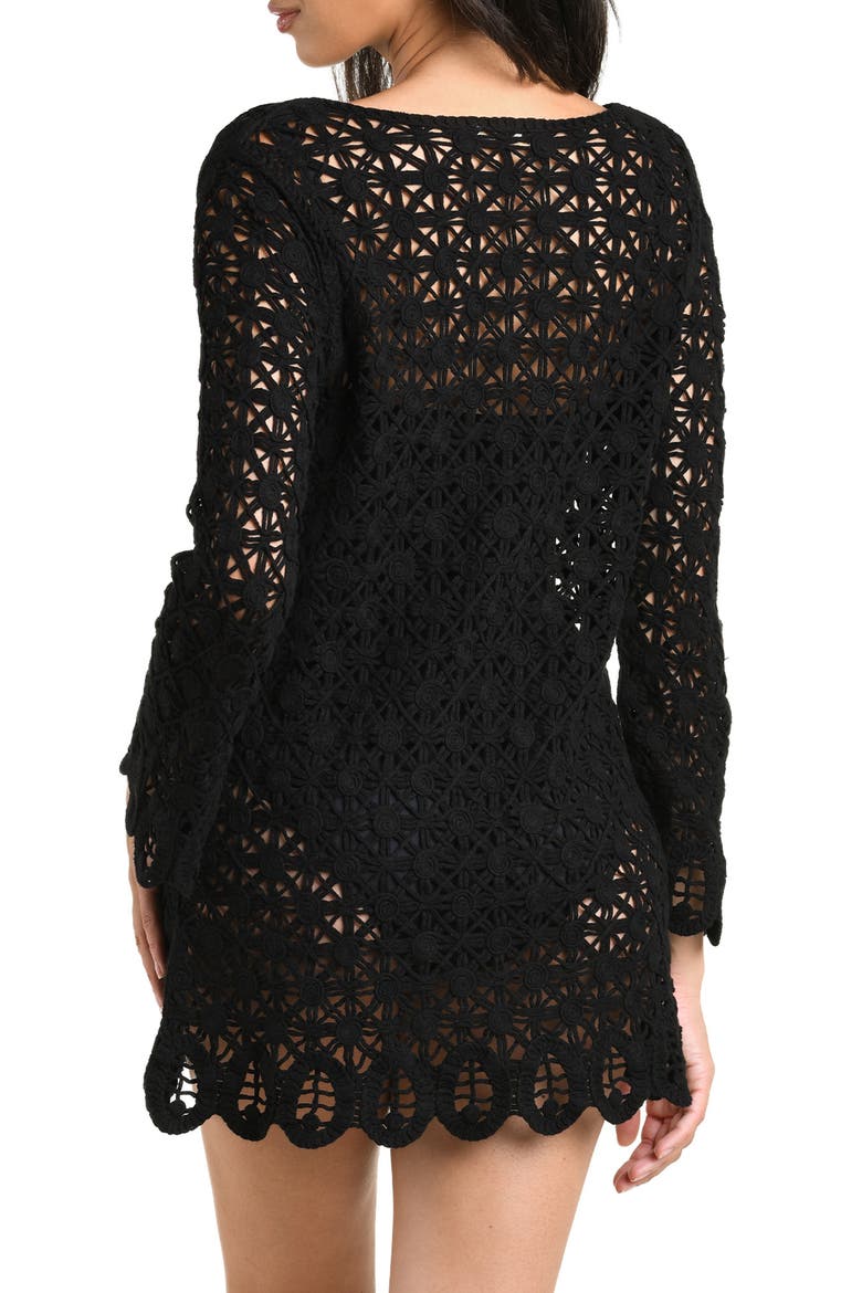 Serenity Tie Front Cotton Blend Cover-Up Tunic, Alternate, color, BLACK