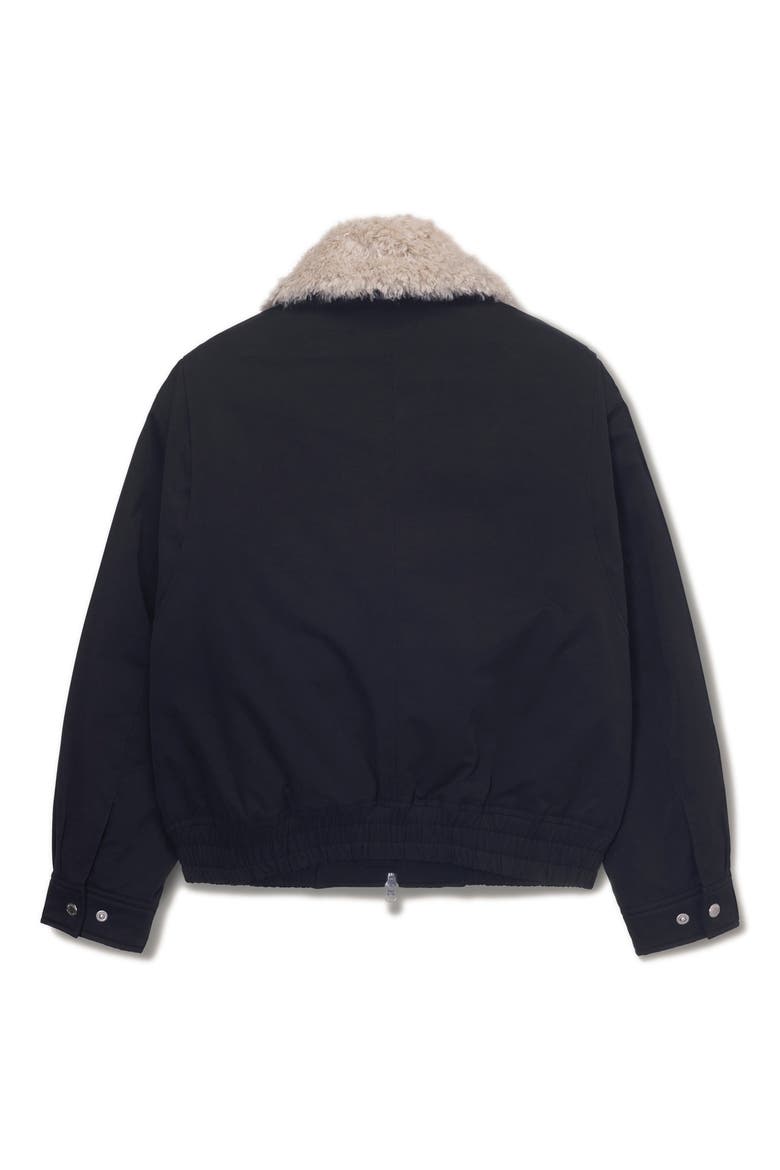 Gender Inclusive Flight Padded Jacket with Faux Shearling Collar, Alternate, color, BLACK