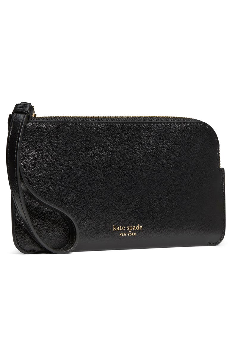 Kate Spade New York small zippy pebble leather wristlet, Alternate, color, Black