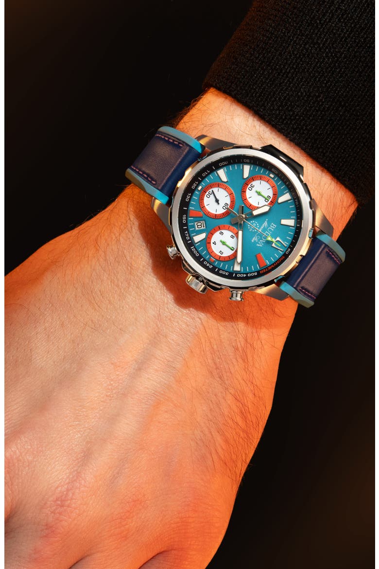 Team Miami E1 Racing Marine Star Rubber Strap Watch, 43mm, Alternate, color, SILVER-TONE
