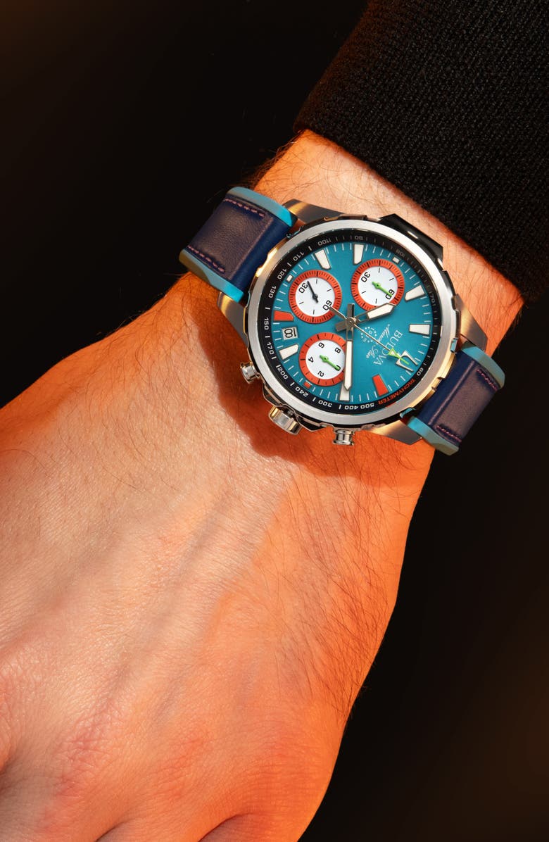 BULOVA Team Miami E1 Racing Marine Star Rubber Strap Watch, 43mm, Alternate, color, Silver-Tone