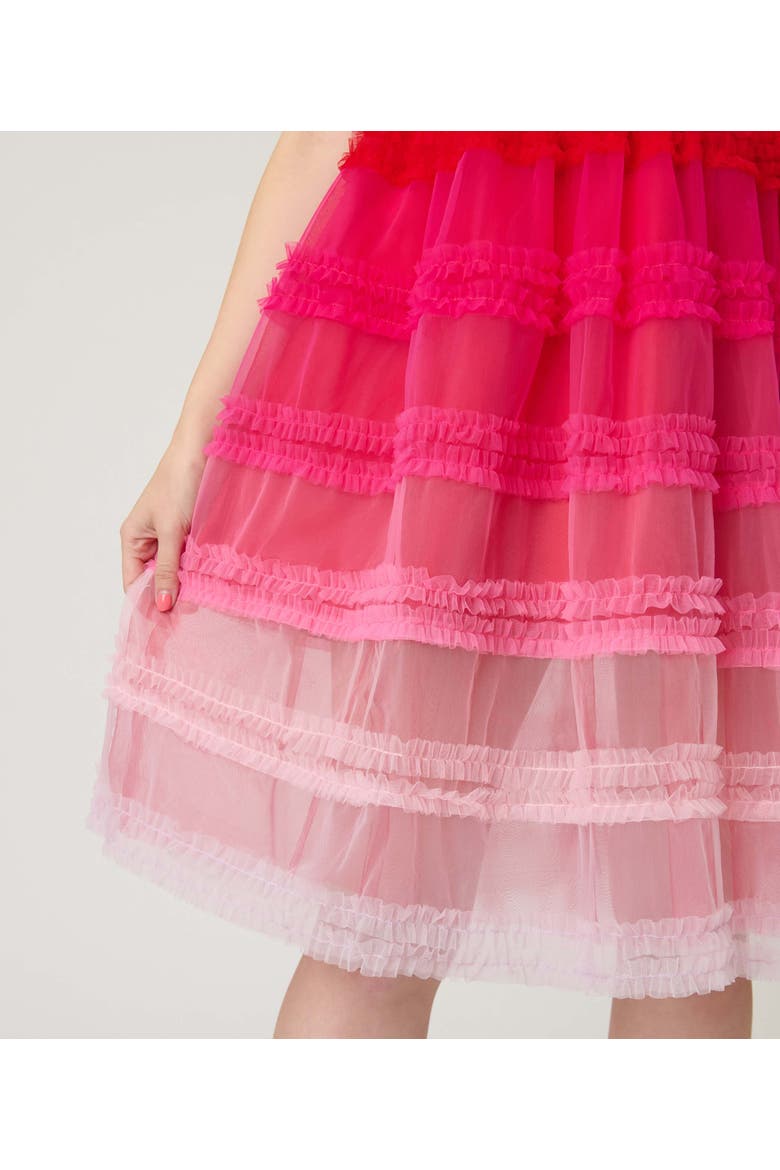 Tiered Sheer Swing Dress, Alternate, color, Red & Pink Ombre
