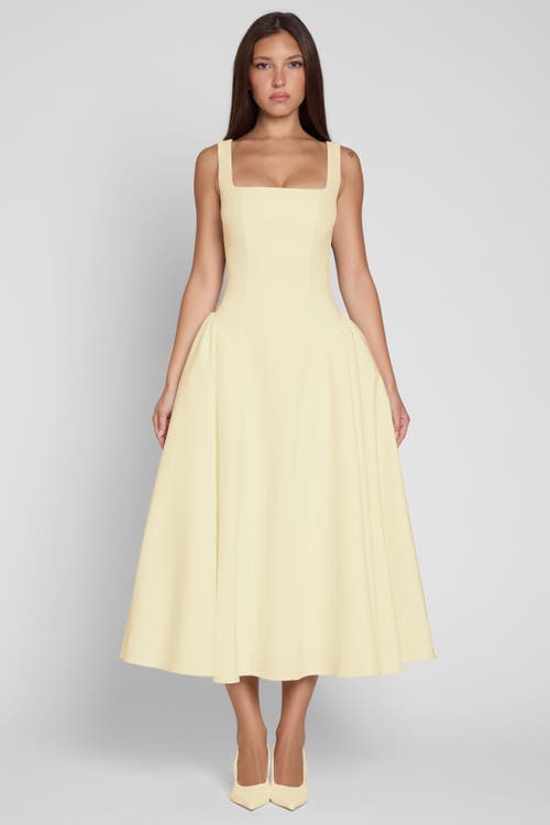 Leau Chloe Corset Midi Dress In Yellow