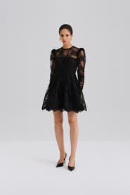 Malina Leoni Lace Long Sleeve Mini Dress