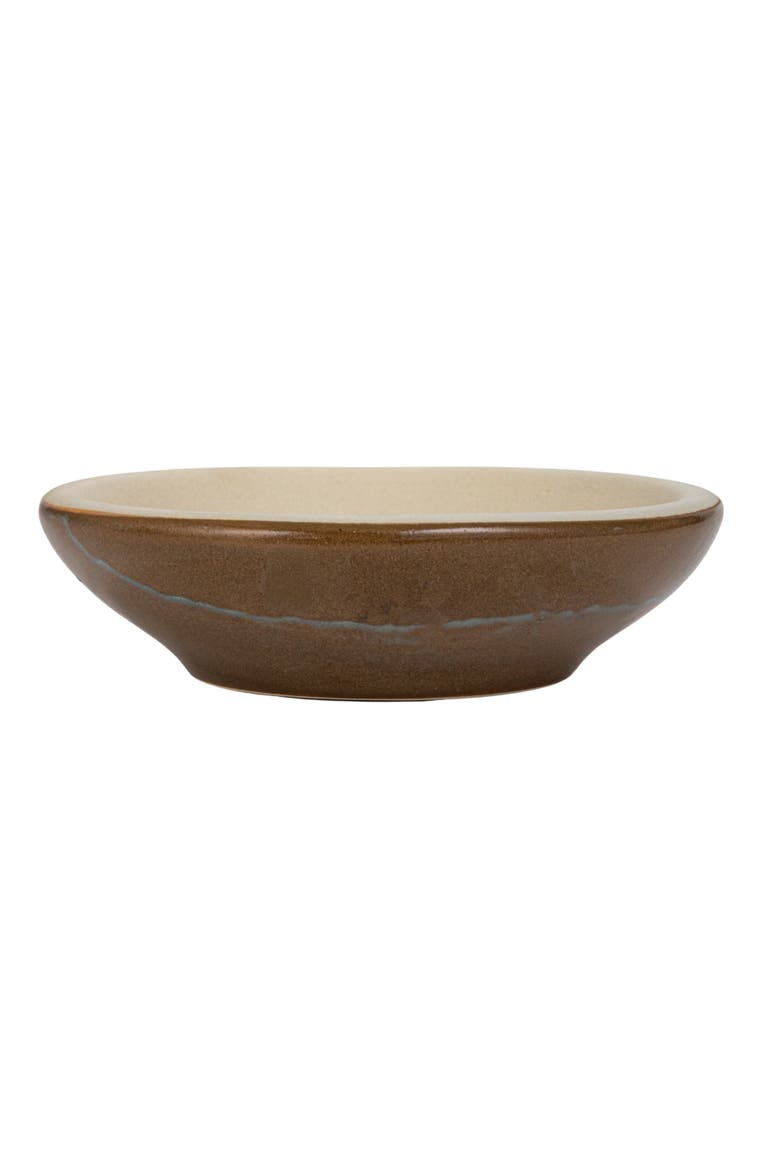 Stoneware Mortar and Pestle with Reactive Glaze, Brown and Cream, Alternate, color, Brown