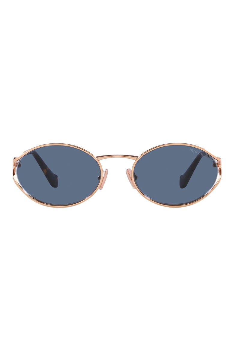 54mm Oval Sunglasses, Main, color, PINK GOLD / DARK BLUE