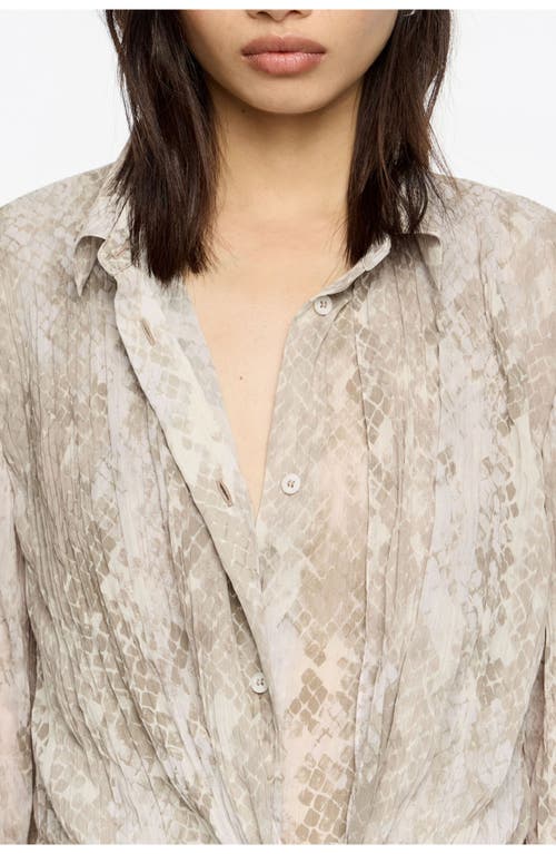 Bimba Y Lola Snake Maxi Tie Pleated Dress In Gray