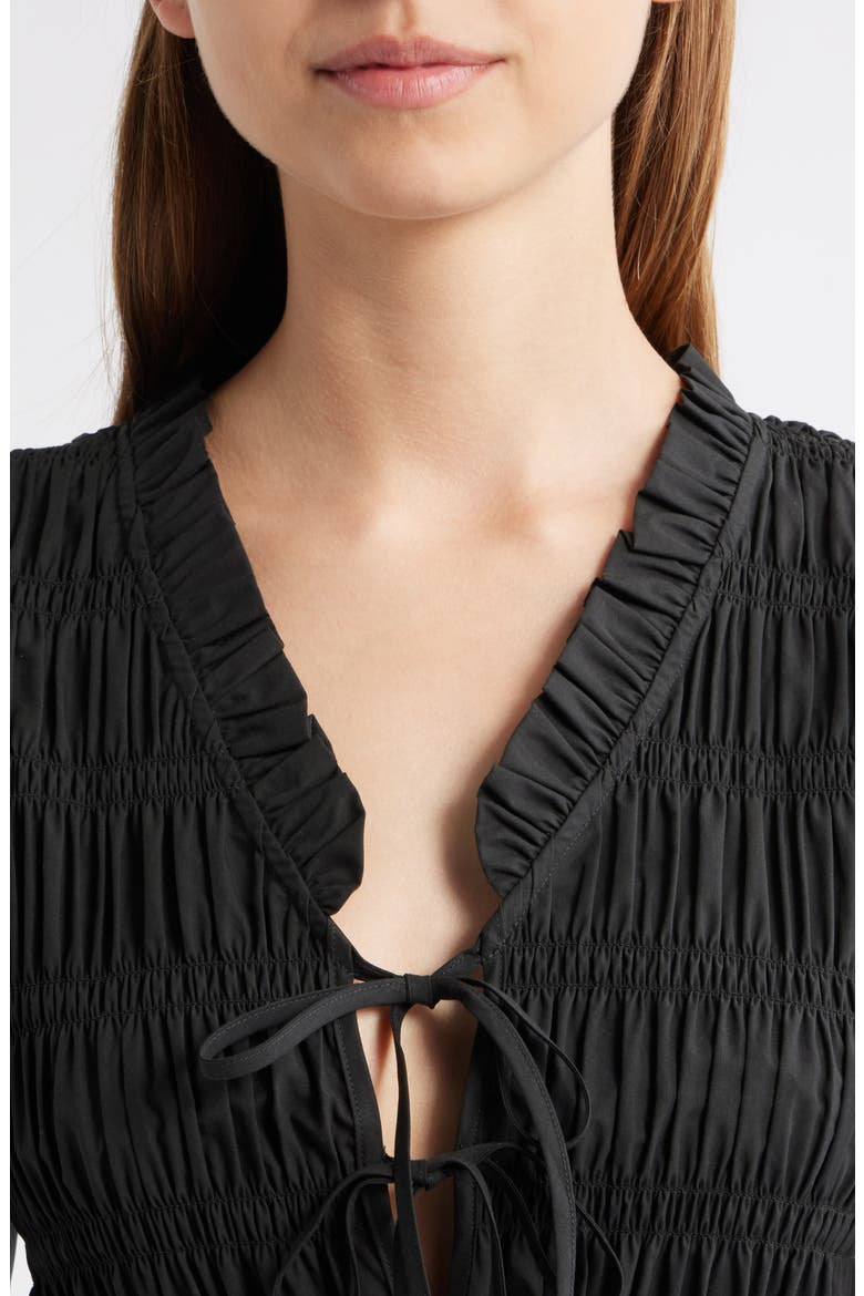 Portia Shirred Cotton Top, Alternate, color, BLACK
