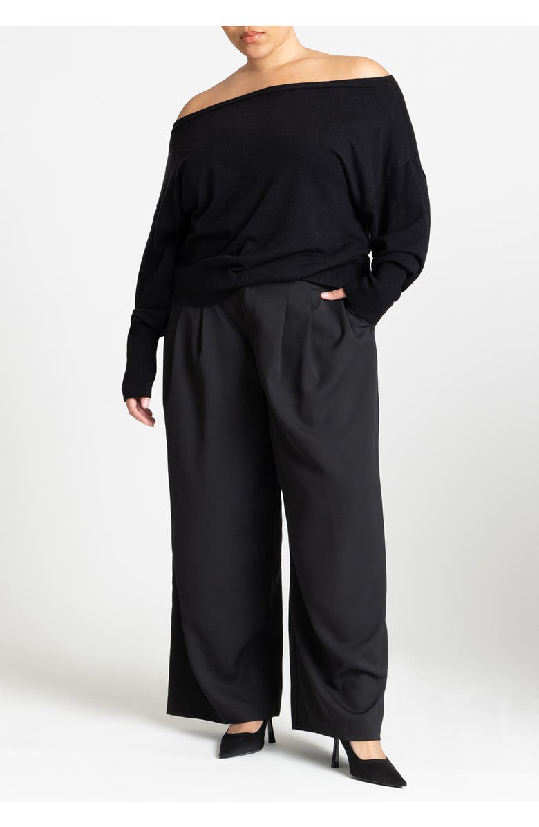 ELOQUII Slouchy Sweater, Alternate, color, Black Onyx