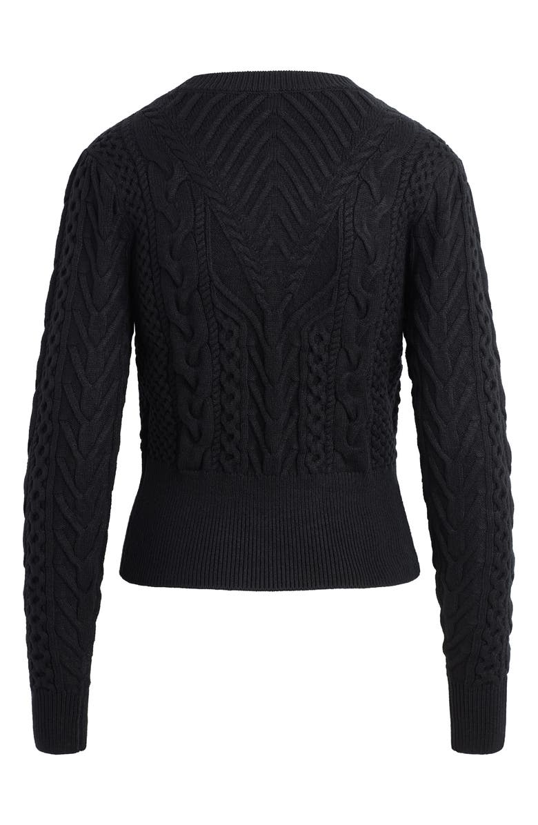 Favorite Daughter The Esther Cable Stitch Crop Sweater, Alternate, color, Black