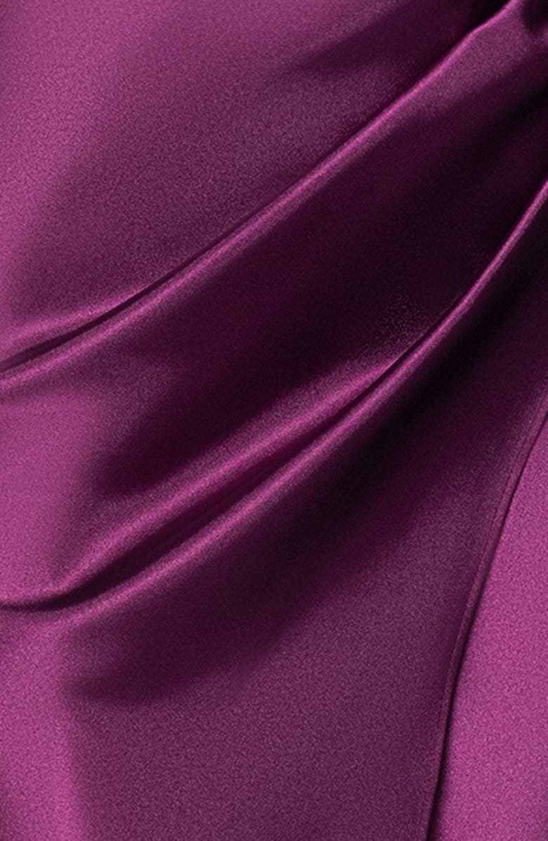 Betsy & Adam Ruched Charmeuse Sheath Gown, Alternate, color, Plum