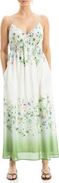 MAX STUDIO Watercolor Print Sleeveless Maxi Dress