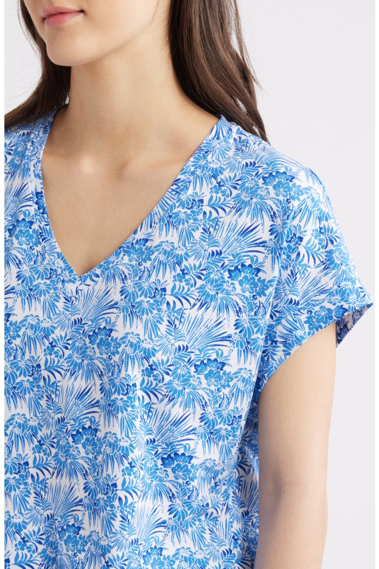 Kauai Fantastic Fronds V-Neck T-Shirt, Alternate, color, BLUE/ WHITE