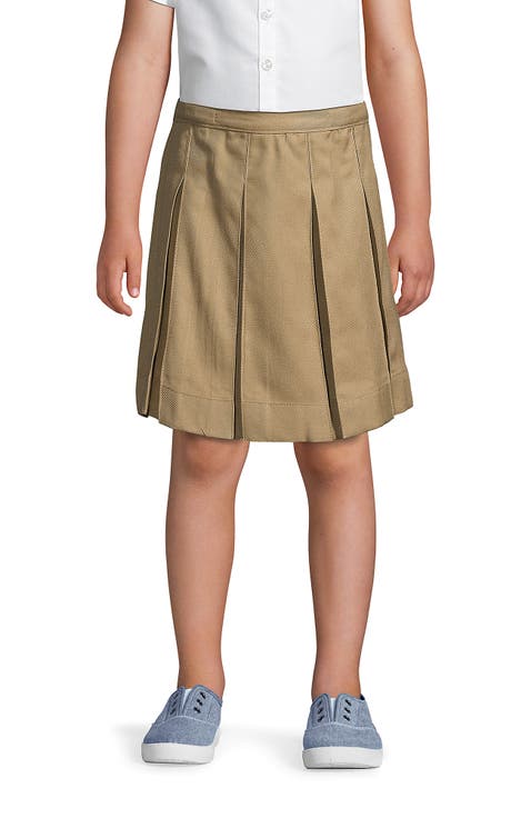 School Uniform Girls Solid Box Pleat Skirt Top of Knee