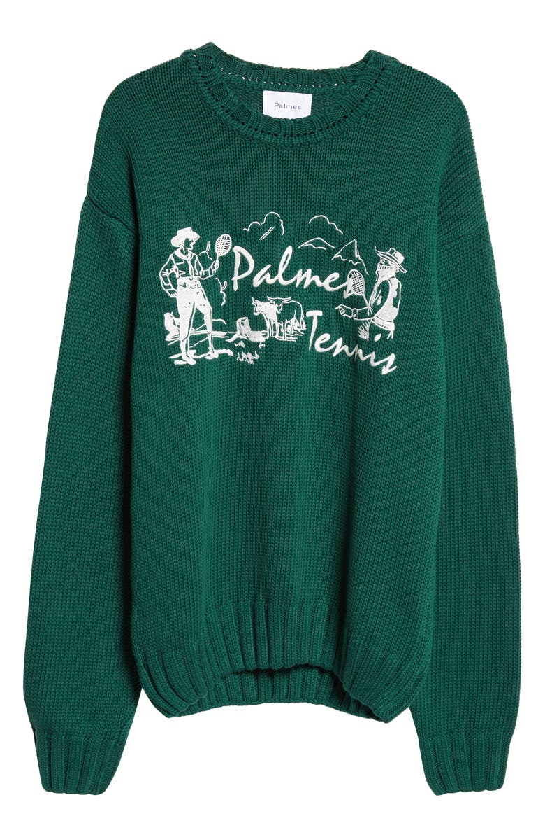 PALMES Dustup Embroidered Cotton Crewneck Sweater, Alternate, color, 