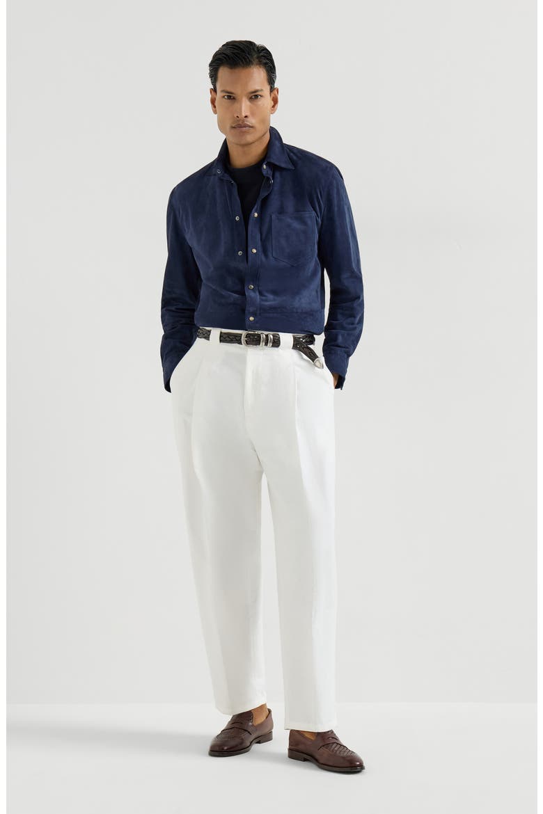 Suede overshirt, Alternate, color, Ink