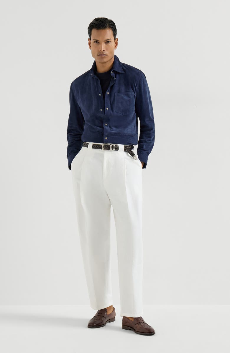 Brunello Cucinelli Suede overshirt, Alternate, color, Ink