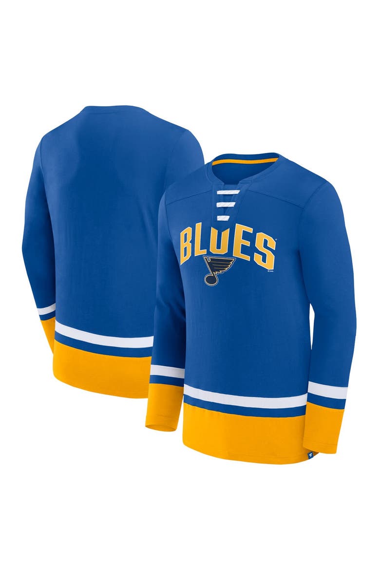 Men's Fanatics Branded Blue St. Louis Blues Back Pass Lace-Up Long Sleeve T-Shirt, Main, color, Blue