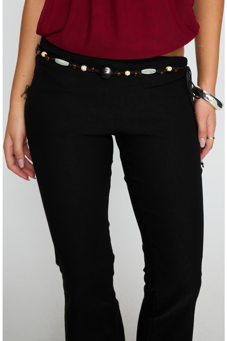 Krislynn Button Belt Flared Pants, Alternate, color, BLACK