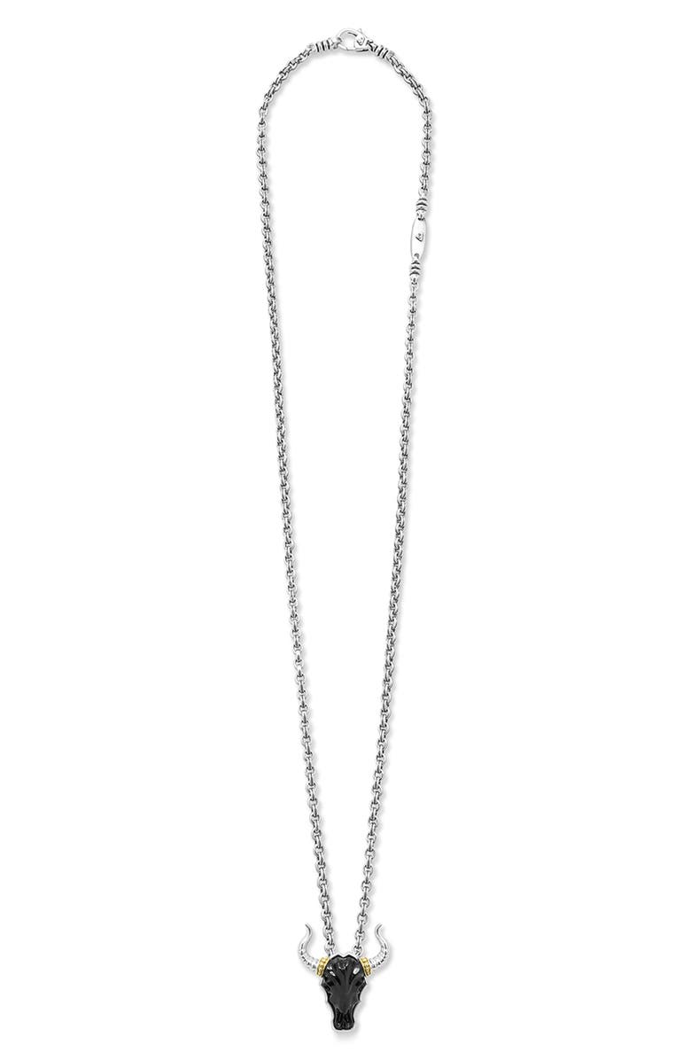 LAGOS Men's Anthem Bull Pendant Necklace, Alternate, color, Black