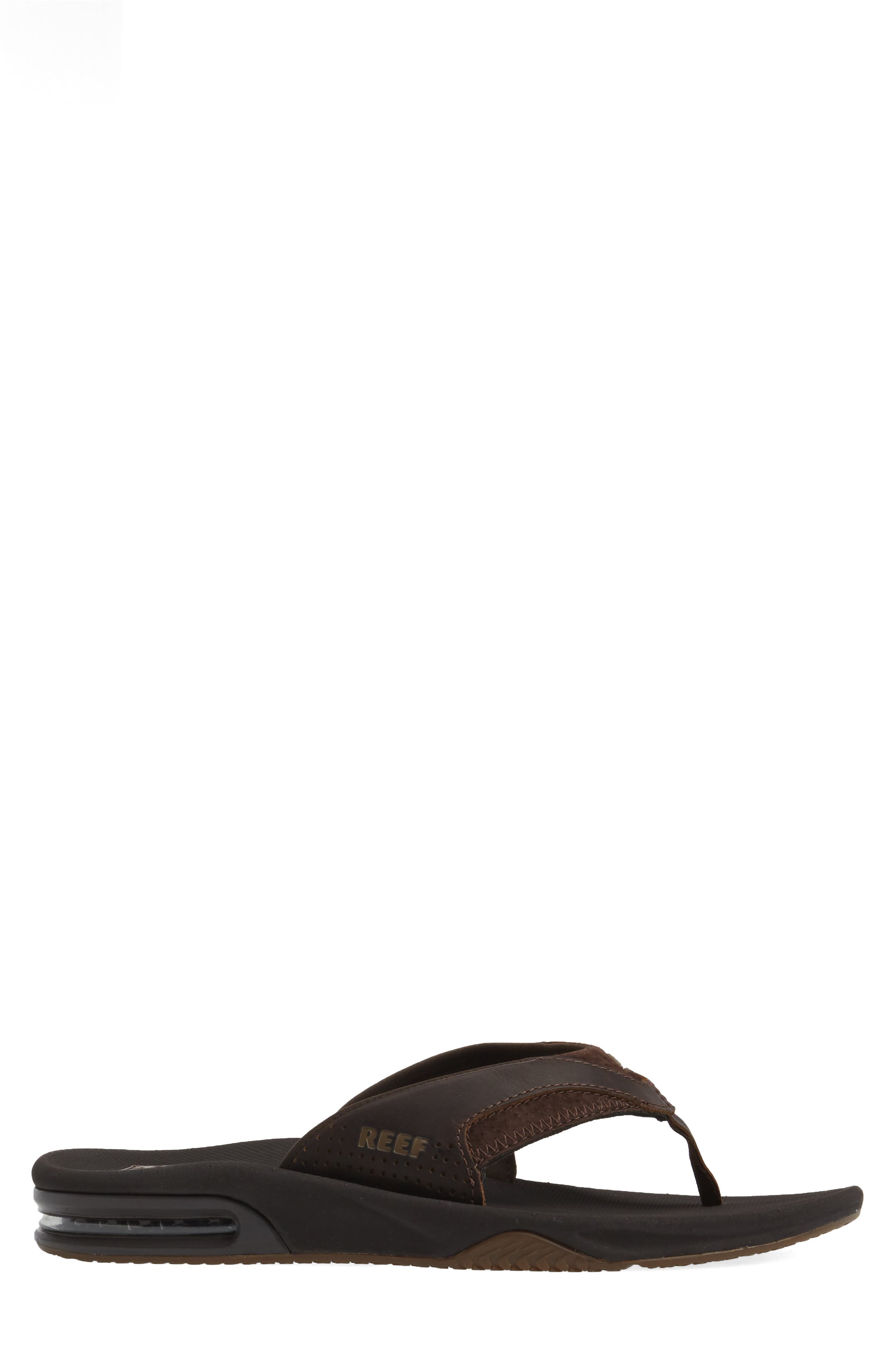'Fanning Leather' Flip Flop, Alternate, color, BROWN LEATHER