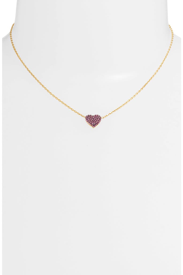 Mini Pavé Heart Pendant Necklace, Alternate, color, GOLD/ PINK