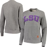 PRESSBOX Women's Pressbox Heather Charcoal LSU Tigers Moose Quilted Pullover Sweatshirt