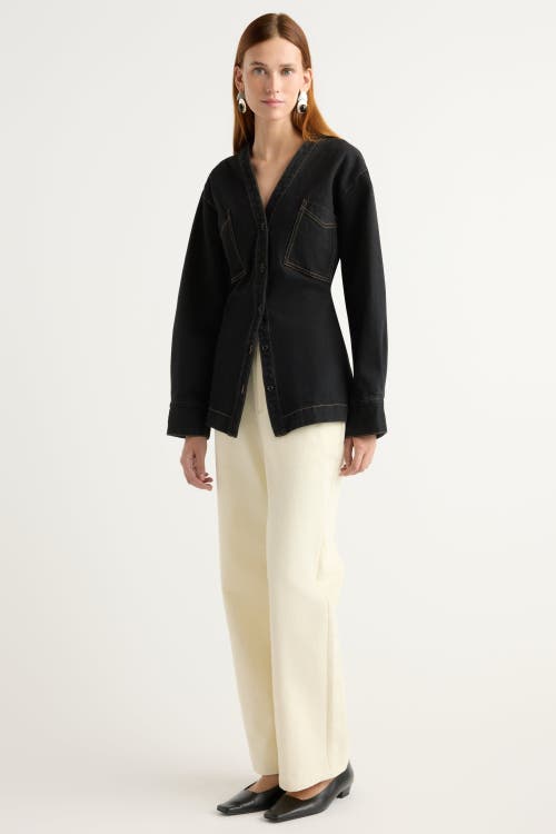 Modern Citizen Emmett Structured-sleeve Denim Jacket In Black