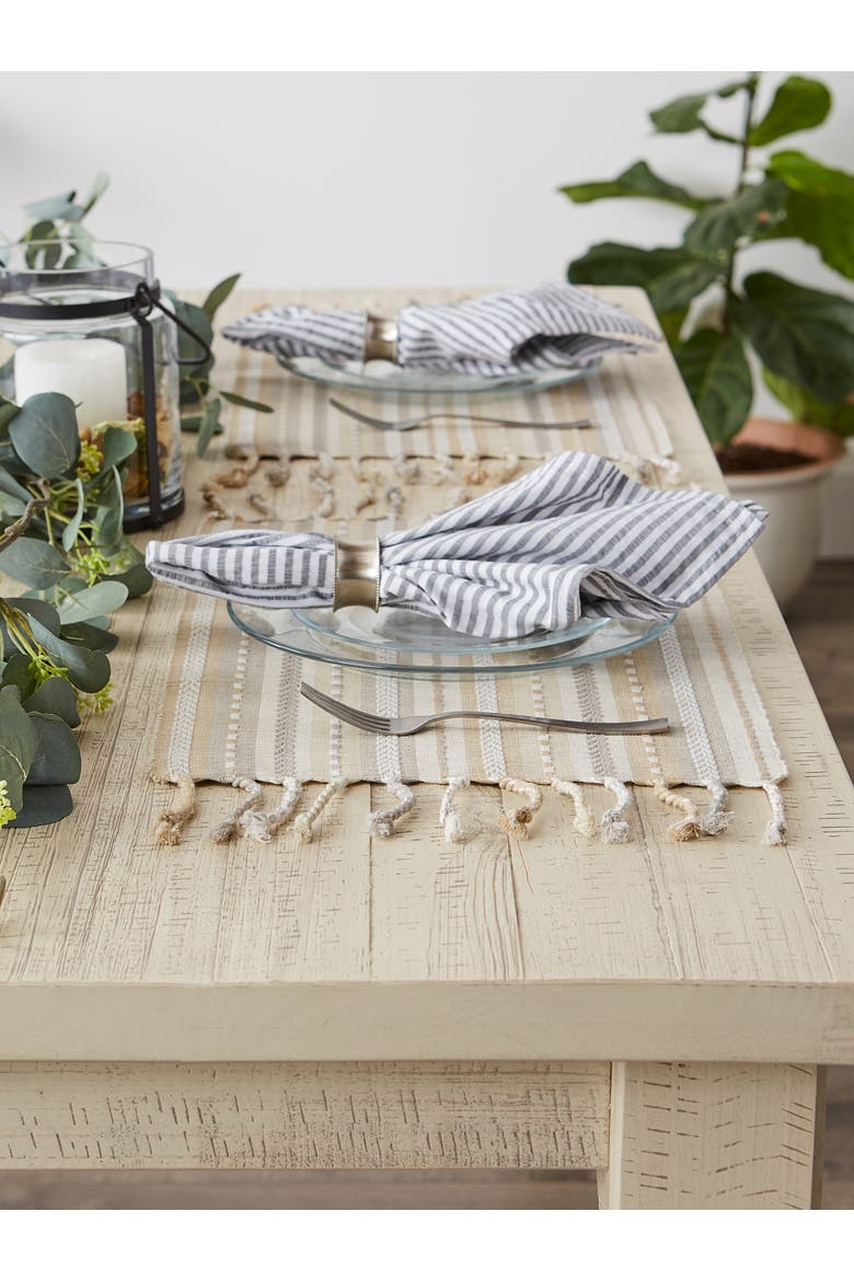 Tonal Stripe With Fringe Placemat Set/6, Alternate, color, Natural