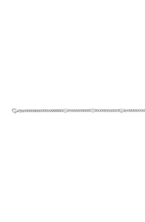 Simona Heart Cuban Chain Bracelet In Silver