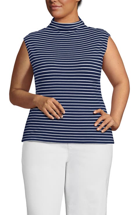 Cap Sleeve Drapey Rib Fitted Funnel Neck Tank