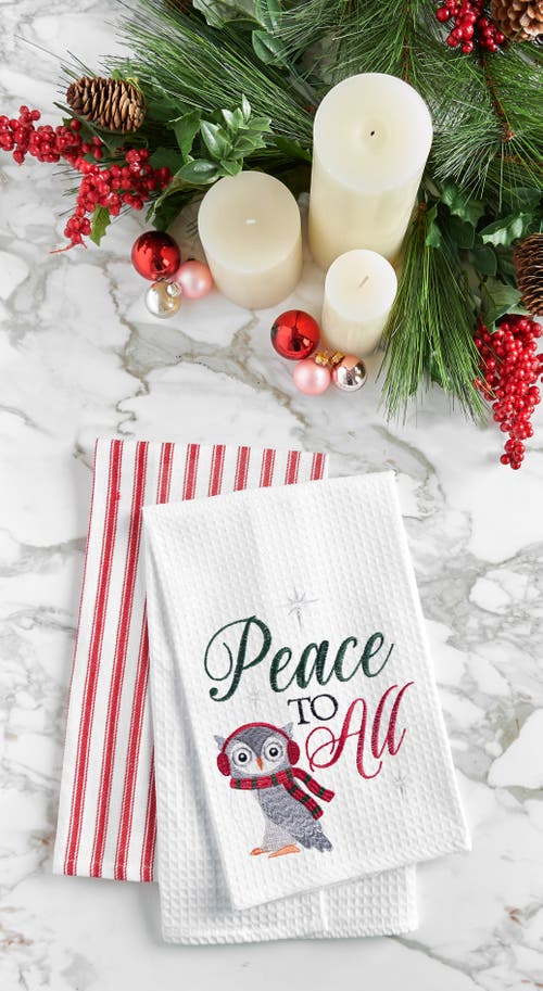 C & F Home C&f Home 27" X 18" Christmas Holiday "peace To All" Sentiment Featuring Gray Owl Cotton Embroidered In Multi