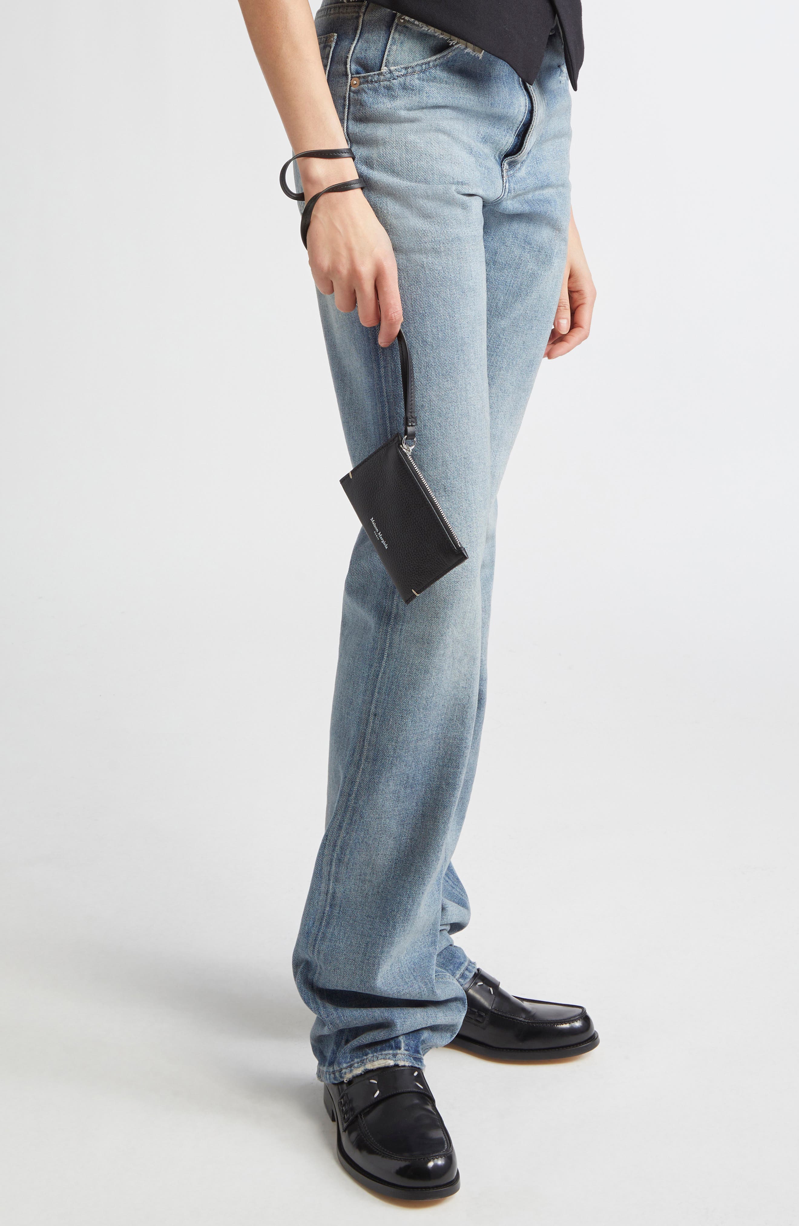 Maison Margiela Small MM4 Leather Pouch, Alternate, color, Black/ Black/ Black