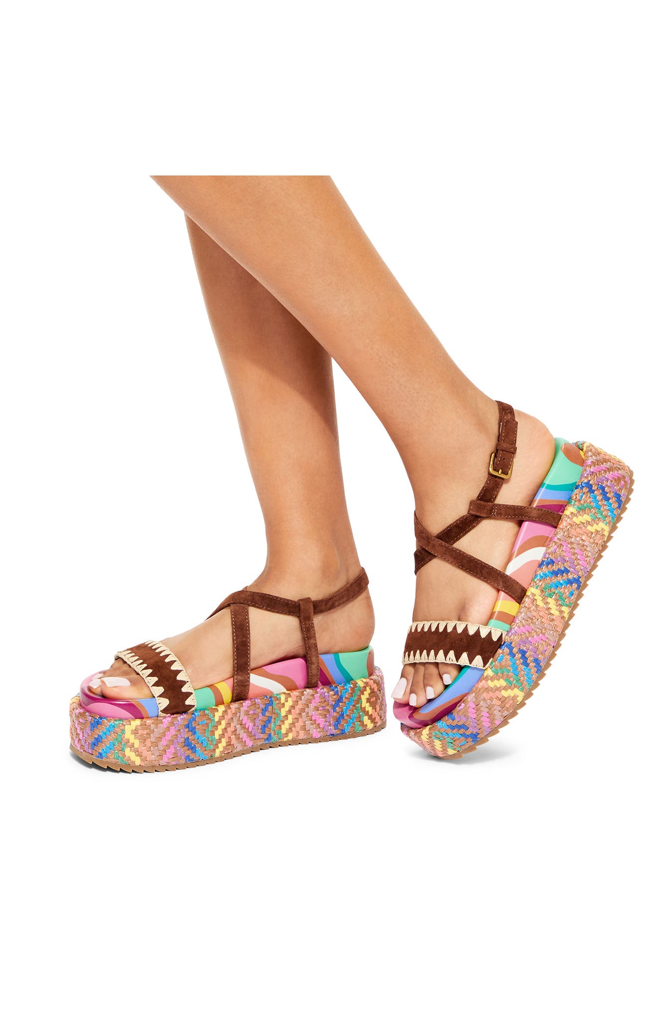 Kurt Geiger London Chelsea Flatform Sandal, Alternate, color, Brown Multi