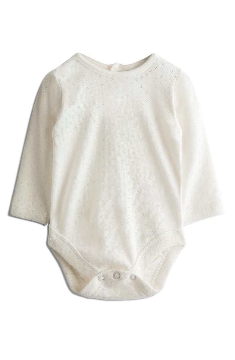 JOJO MAMAN BEBE Long Sleeve Pointelle Knit Bodysuit & Bunny Corduroy Pinafore Dress Set, Alternate, color, Pale Pink