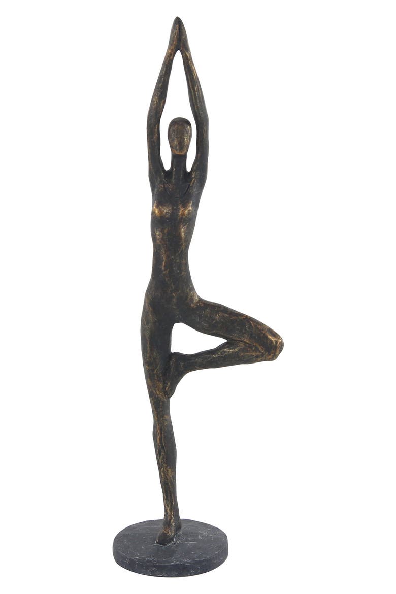 Brass Polystone Modern Yoga Sculpture, Main, color, BRASS