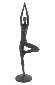 WILLOW ROW Brass Polystone Modern Yoga Sculpture