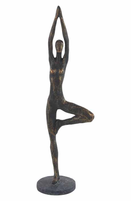 WILLOW ROW Brass Polystone Modern Yoga Sculpture