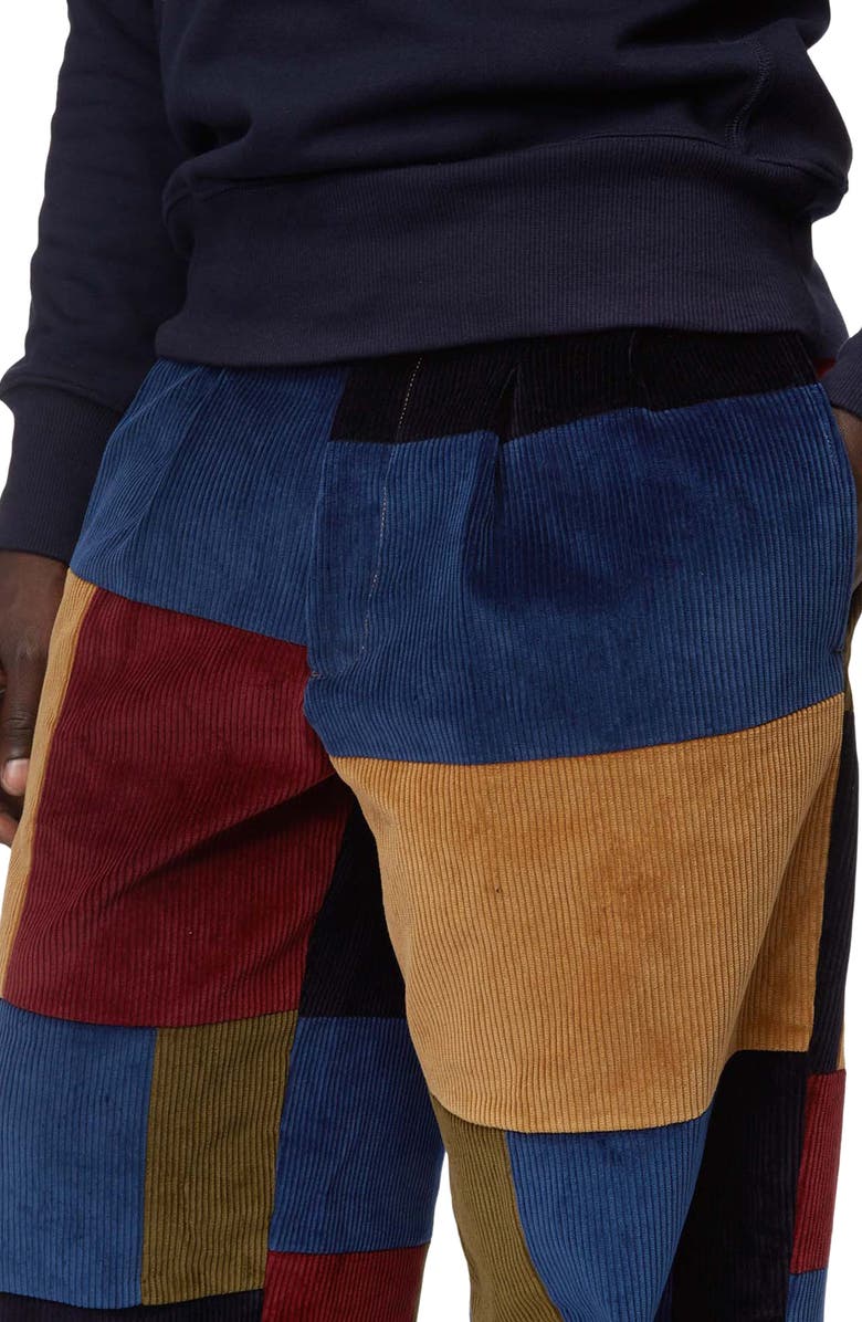 Baracuta x Noah Pleated Patchwork Cotton Corduroy Pants, Alternate, color,