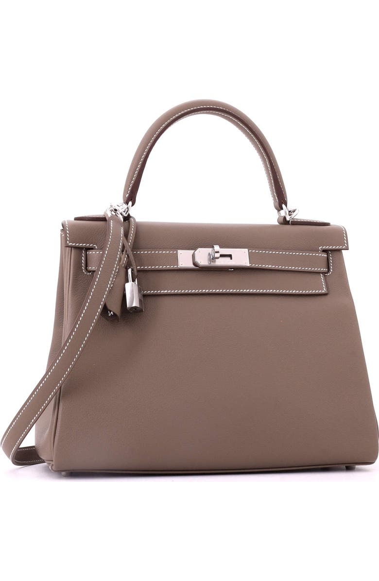 Pre-Owned Hermes Kelly Handbag Grey Evercolor with Palladium Hardware 28, Alternate, color, Etoupe