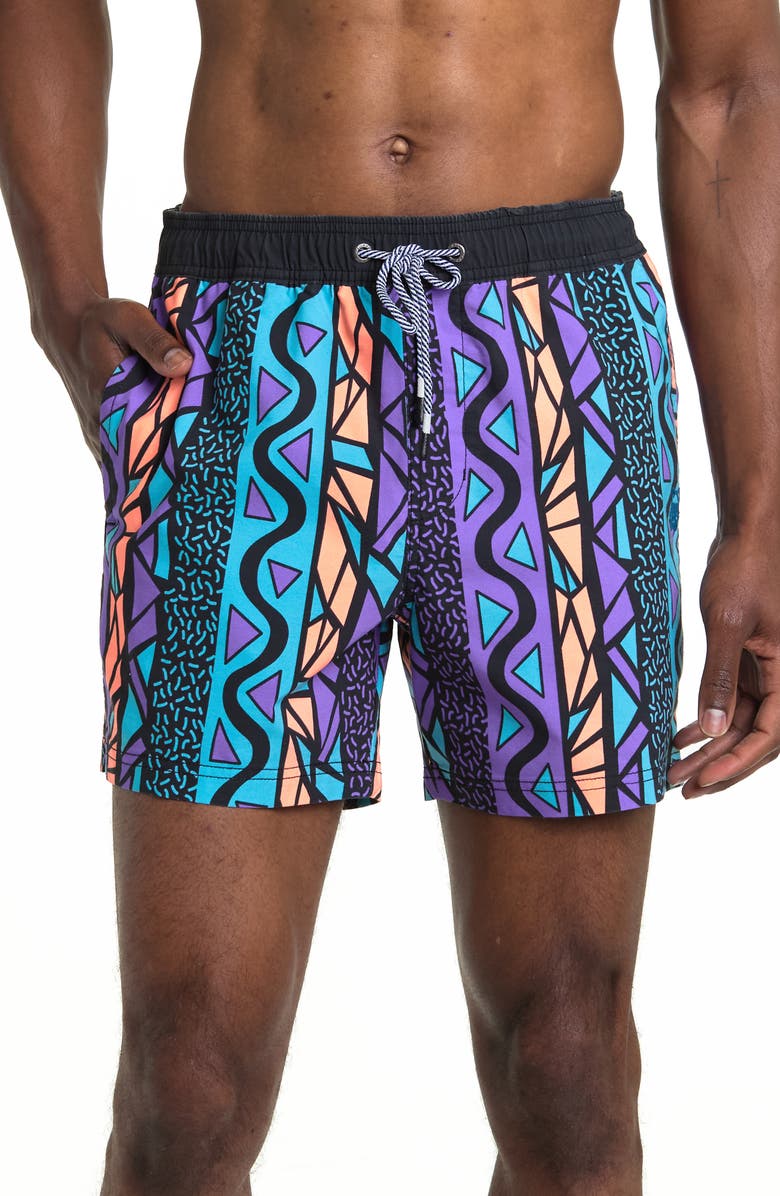 Party Pants Maui Wowie Printed Swim Trunks, Main, color, 