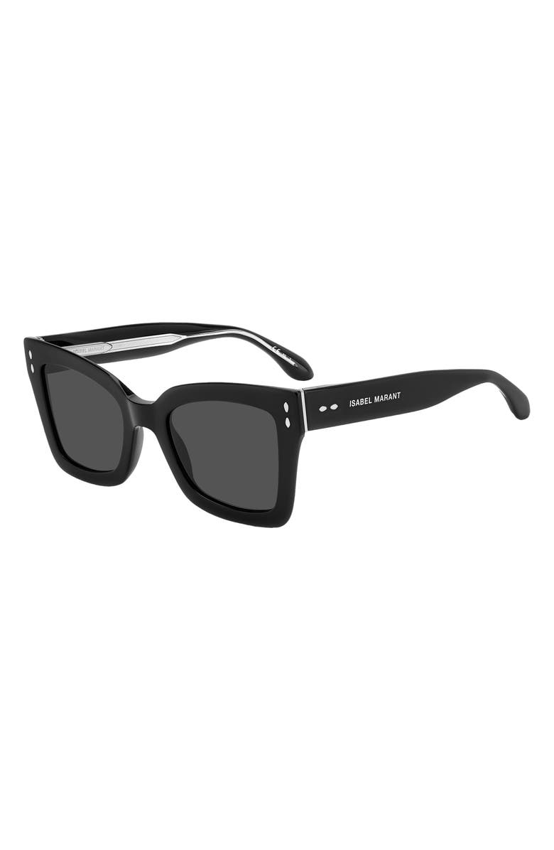 Isabel Marant 52mm Flared Rectangular Sunglasses, Alternate, color, Black / Grey