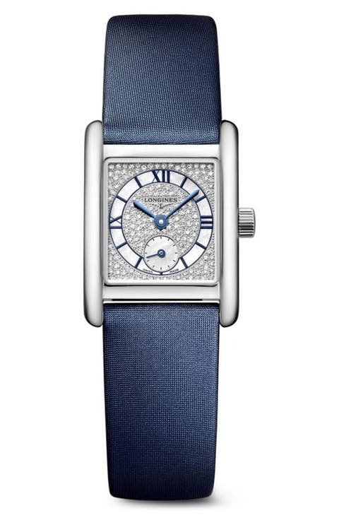Mini DolceVita Diamond Leather Strap Watch, 21.5mm x 29mm