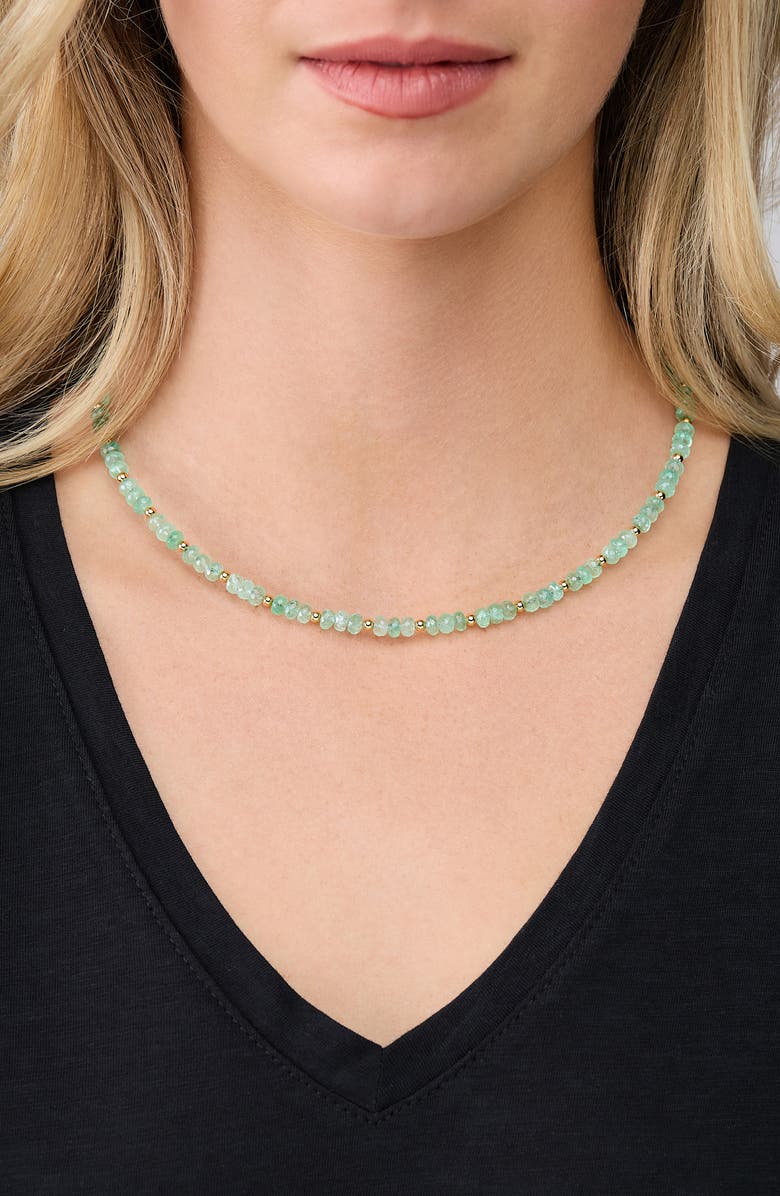 Bony Levy 14K Gold Iris Emerald Bead Statement Necklace, Alternate, color, Green
