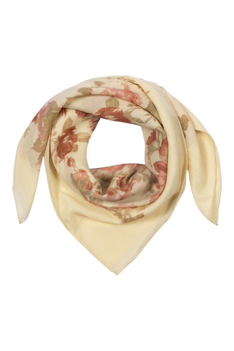 Floral Bouquet Wool Square Scarf, Main, color, MASCARPONE CREAM