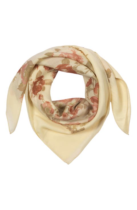 Floral Bouquet Wool Square Scarf