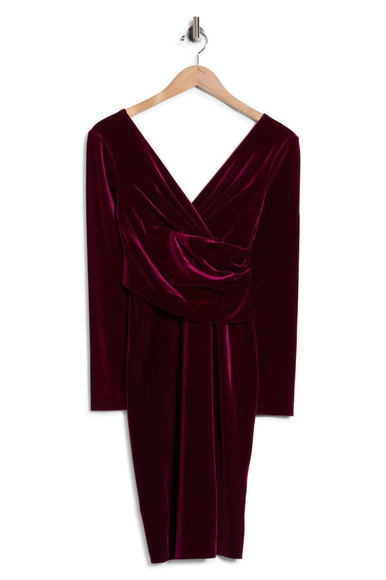 Velvet Long Sleeve Body-Con Dress, Alternate, color, WINE