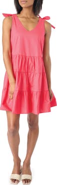 GIBSONLOOK Shoulder Bow Tiered Dress