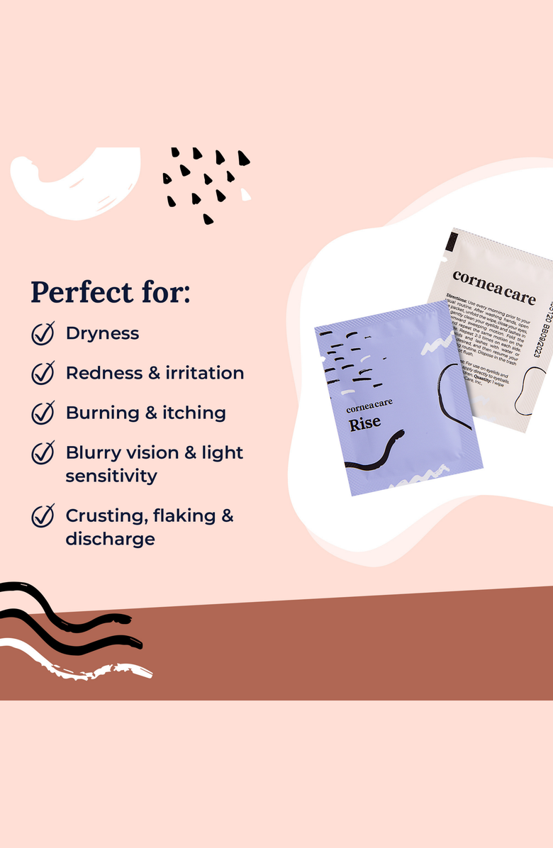 Cornea Care Rise Hyaluronic Acid and Tea Tree Oil Eye Wipes, Alternate, color,